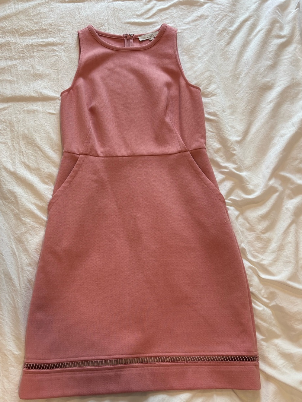 LOFT Dusty Rose Sleeveless Sheath Dress with Pockets
